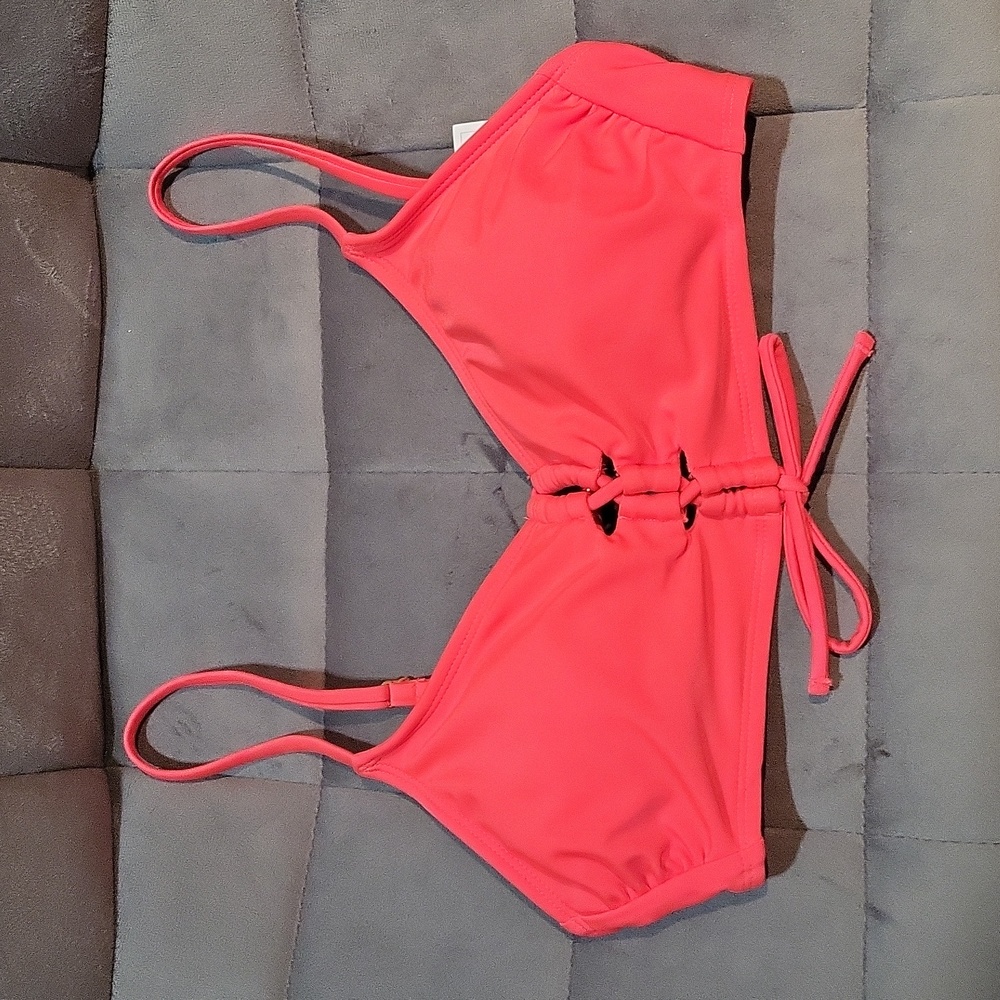 SHADE $ SHORE LACE UP SALMON BRALETTE BIKINI TOP. SMALL/ NWT